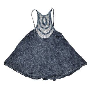 Basil & Lola Gray Sleeveless Lace-Back Tank Dress Flowy Fit Women's Size small